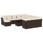vidaXL Set canapele de grădină cu perne, 13 piese, maro, poliratan vidaXL Set canapele de grădină cu perne, 13 piese, maro, poliratan