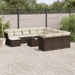 vidaXL Set canapele de grădină cu perne, 13 piese, maro, poliratan vidaXL Set canapele de grădină cu perne, 13 piese, maro, poliratan
