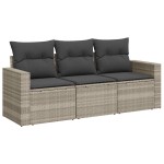 vidaXL Set canapele de grădină cu perne, 3 piese gri deschis poliratan