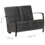 vidaXL Canapea cu 2 locuri, gri uzat, piele naturală vidaXL Canapea cu 2 locuri, gri uzat, piele naturală