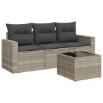 vidaXL Set canapea de grădină cu perne, 4 piese, gri deschis poliratan vidaXL Set canapea de grădină cu perne, 4 piese, gri deschis poliratan