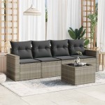 vidaXL Set canapele de grădină cu perne, 5 piese gri deschis poliratan vidaXL Set canapele de grădină cu perne, 5 piese gri deschis poliratan