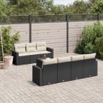 vidaXL Set mobilier de grădină cu perne, 8 piese, negru, poliratan vidaXL Set mobilier de grădină cu perne, 8 piese, negru, poliratan