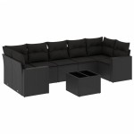 vidaXL Set mobilier de grădină cu perne, 8 piese, negru, poliratan vidaXL Set mobilier de grădină cu perne, 8 piese, negru, poliratan