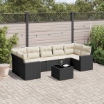 vidaXL Set mobilier de grădină cu perne, 8 piese, negru, poliratan vidaXL Set mobilier de grădină cu perne, 8 piese, negru, poliratan