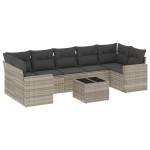 vidaXL Set mobilier de grădină cu perne, 8 piese gri deschis poliratan
