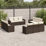 vidaXL Set canapele de grădină cu perne, 12 piese, maro, poliratan vidaXL Set canapele de grădină cu perne, 12 piese, maro, poliratan