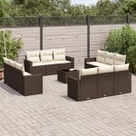 vidaXL Set canapele de grădină cu perne, 13 piese, maro, poliratan vidaXL Set canapele de grădină cu perne, 13 piese, maro, poliratan