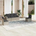 vidaXL Set canapele de grădină cu perne, 5 piese gri deschis poliratan vidaXL Set canapele de grădină cu perne, 5 piese gri deschis poliratan
