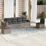 vidaXL Set mobilier grădină cu perne, 6 piese, gri, poliratan vidaXL Set mobilier grădină cu perne, 6 piese, gri, poliratan