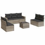 vidaXL Set mobilier de grădină cu perne, 8 piese gri deschis poliratan