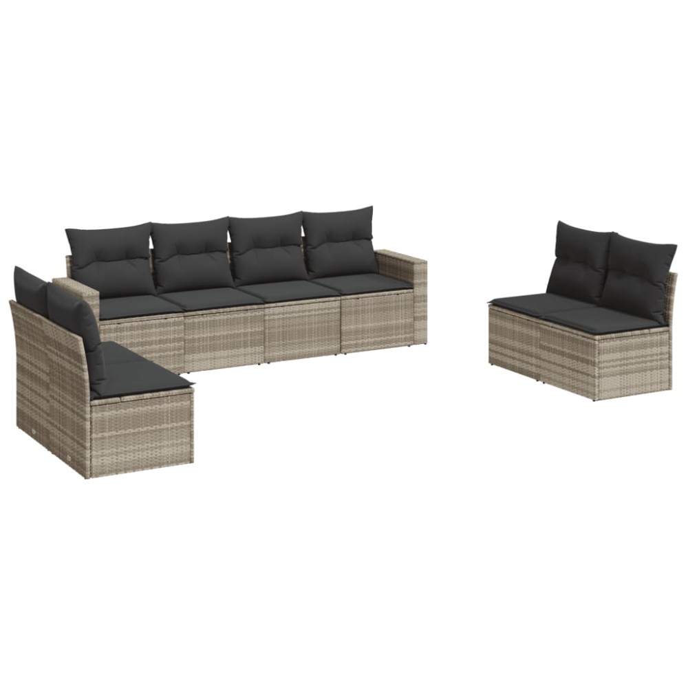 vidaXL Set mobilier de grădină cu perne, 8 piese gri deschis poliratan