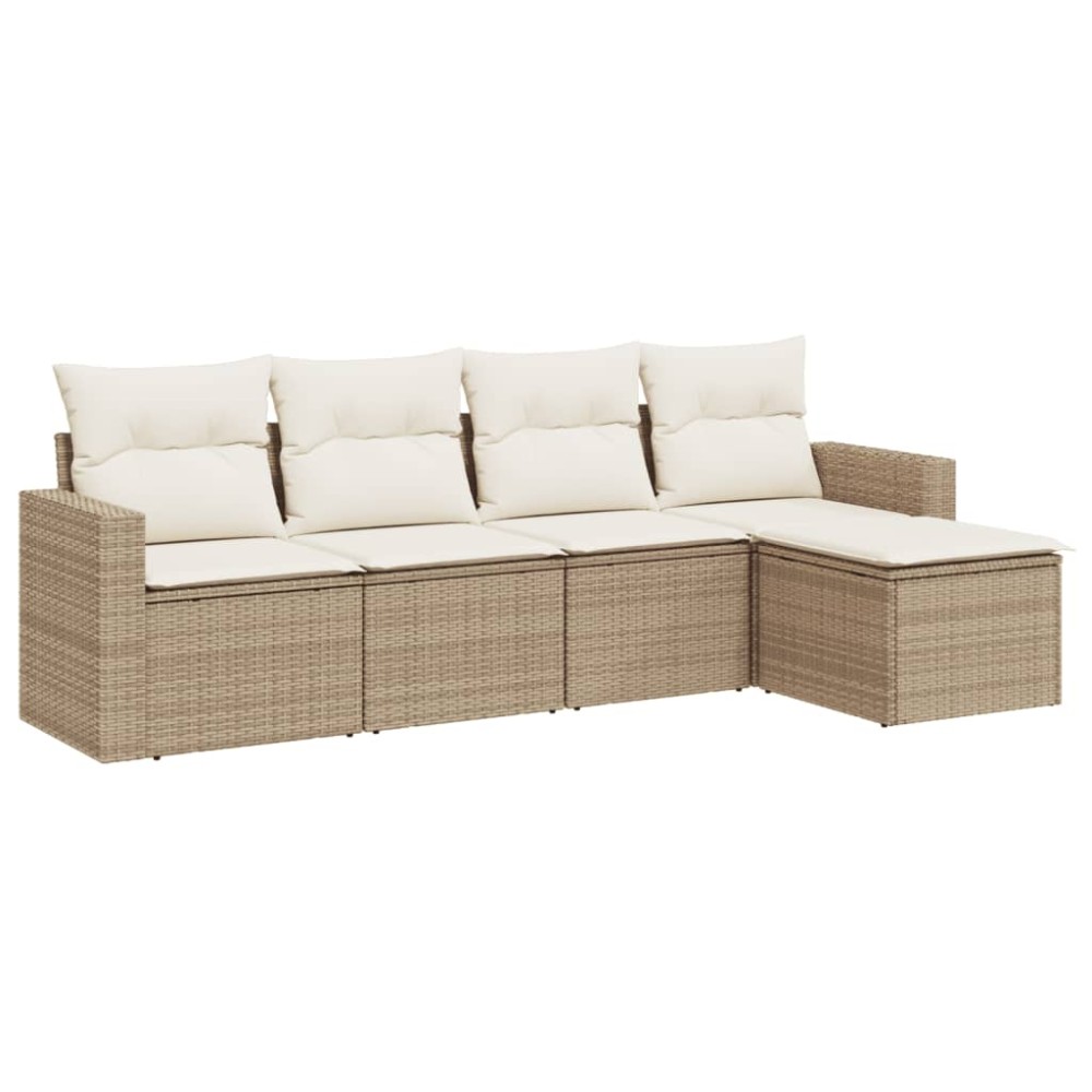 vidaXL Set canapele de grădină cu perne, 5 piese, bej, poliratan