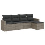 vidaXL Set canapea de grădină cu perne, 5 piese, gri, poliratan vidaXL Set canapea de grădină cu perne, 5 piese, gri, poliratan