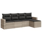 vidaXL Set canapele de grădină cu perne, 5 piese gri deschis poliratan