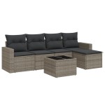vidaXL Set mobilier grădină cu perne, 6 piese, gri, poliratan