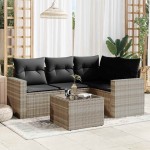 vidaXL Set canapele de grădină cu perne, 5 piese gri deschis poliratan vidaXL Set canapele de grădină cu perne, 5 piese gri deschis poliratan