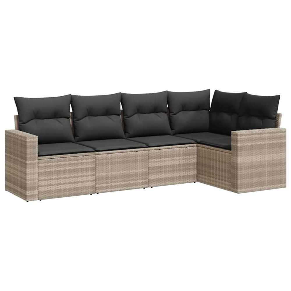 vidaXL Set canapele de grădină cu perne, 5 piese gri deschis poliratan