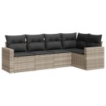 vidaXL Set canapele de grădină cu perne, 5 piese gri deschis poliratan vidaXL Set canapele de grădină cu perne, 5 piese gri deschis poliratan
