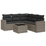 vidaXL Set mobilier grădină cu perne, 6 piese, gri, poliratan