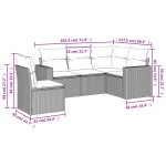 vidaXL Set canapea de grădină cu perne, 5 piese, gri, poliratan vidaXL Set canapea de grădină cu perne, 5 piese, gri, poliratan