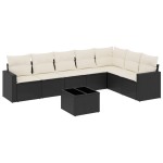 vidaXL Set mobilier de grădină cu perne, 8 piese, negru, poliratan