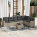 vidaXL Set mobilier de grădină cu perne, 8 piese gri deschis poliratan vidaXL Set mobilier de grădină cu perne, 8 piese gri deschis poliratan