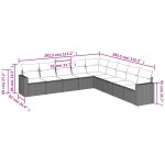 vidaXL Set mobilier de grădină cu perne, 9 piese, negru, poliratan