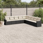 vidaXL Set mobilier de grădină cu perne, 9 piese, negru, poliratan vidaXL Set mobilier de grădină cu perne, 9 piese, negru, poliratan