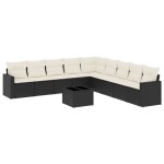 vidaXL Set canapele de grădină cu perne, 10 piese, negru, poliratan