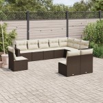 vidaXL Set canapele de grădină cu perne, 10 piese, maro, poliratan vidaXL Set canapele de grădină cu perne, 10 piese, maro, poliratan