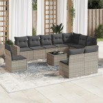 vidaXL Set canapele de grădină cu perne, 11 piese, gri, poliratan vidaXL Set canapele de grădină cu perne, 11 piese, gri, poliratan