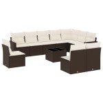vidaXL Set canapele de grădină cu perne, 11 piese, maro, poliratan vidaXL Set canapele de grădină cu perne, 11 piese, maro, poliratan