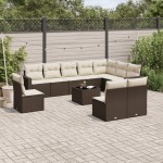 vidaXL Set canapele de grădină cu perne, 11 piese, maro, poliratan vidaXL Set canapele de grădină cu perne, 11 piese, maro, poliratan