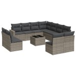vidaXL Set canapea de grădină cu perne, 12 piese, gri, poliratan vidaXL Set canapea de grădină cu perne, 12 piese, gri, poliratan