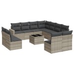 vidaXL Set canapele de grădină cu perne, 12piese gri deschis poliratan vidaXL Set canapele de grădină cu perne, 12piese gri deschis poliratan