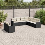 vidaXL Set mobilier de grădină cu perne, 9 piese, negru, poliratan vidaXL Set mobilier de grădină cu perne, 9 piese, negru, poliratan