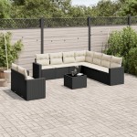 vidaXL Set canapele de grădină cu perne, 10 piese, negru, poliratan vidaXL Set canapele de grădină cu perne, 10 piese, negru, poliratan