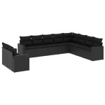 vidaXL Set canapele de grădină cu perne, 10 piese, negru, poliratan vidaXL Set canapele de grădină cu perne, 10 piese, negru, poliratan