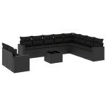 vidaXL Set canapele de grădină cu perne, 11 piese, negru, poliratan vidaXL Set canapele de grădină cu perne, 11 piese, negru, poliratan