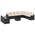 vidaXL Set canapele de grădină cu perne, 11 piese, negru, poliratan vidaXL Set canapele de grădină cu perne, 11 piese, negru, poliratan