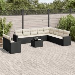 vidaXL Set canapele de grădină cu perne, 11 piese, negru, poliratan vidaXL Set canapele de grădină cu perne, 11 piese, negru, poliratan