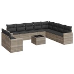 vidaXL Set canapele de grădină cu perne, 11 piese, gri, poliratan vidaXL Set canapele de grădină cu perne, 11 piese, gri, poliratan