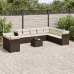 vidaXL Set canapele de grădină cu perne, 11 piese, maro, poliratan vidaXL Set canapele de grădină cu perne, 11 piese, maro, poliratan
