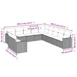 vidaXL Set canapele de grădină cu perne, 11 piese, negru, poliratan