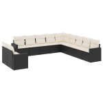 vidaXL Set canapele de grădină cu perne, 11 piese, negru, poliratan vidaXL Set canapele de grădină cu perne, 11 piese, negru, poliratan
