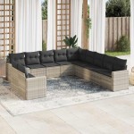vidaXL Set canapele de grădină cu perne, 11 piese, gri, poliratan vidaXL Set canapele de grădină cu perne, 11 piese, gri, poliratan
