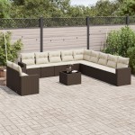 vidaXL Set canapele de grădină cu perne, 12 piese, maro, poliratan vidaXL Set canapele de grădină cu perne, 12 piese, maro, poliratan