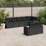 vidaXL Set mobilier de grădină cu perne, 8 piese, negru, poliratan