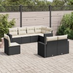vidaXL Set mobilier de grădină cu perne, 8 piese, negru, poliratan vidaXL Set mobilier de grădină cu perne, 8 piese, negru, poliratan